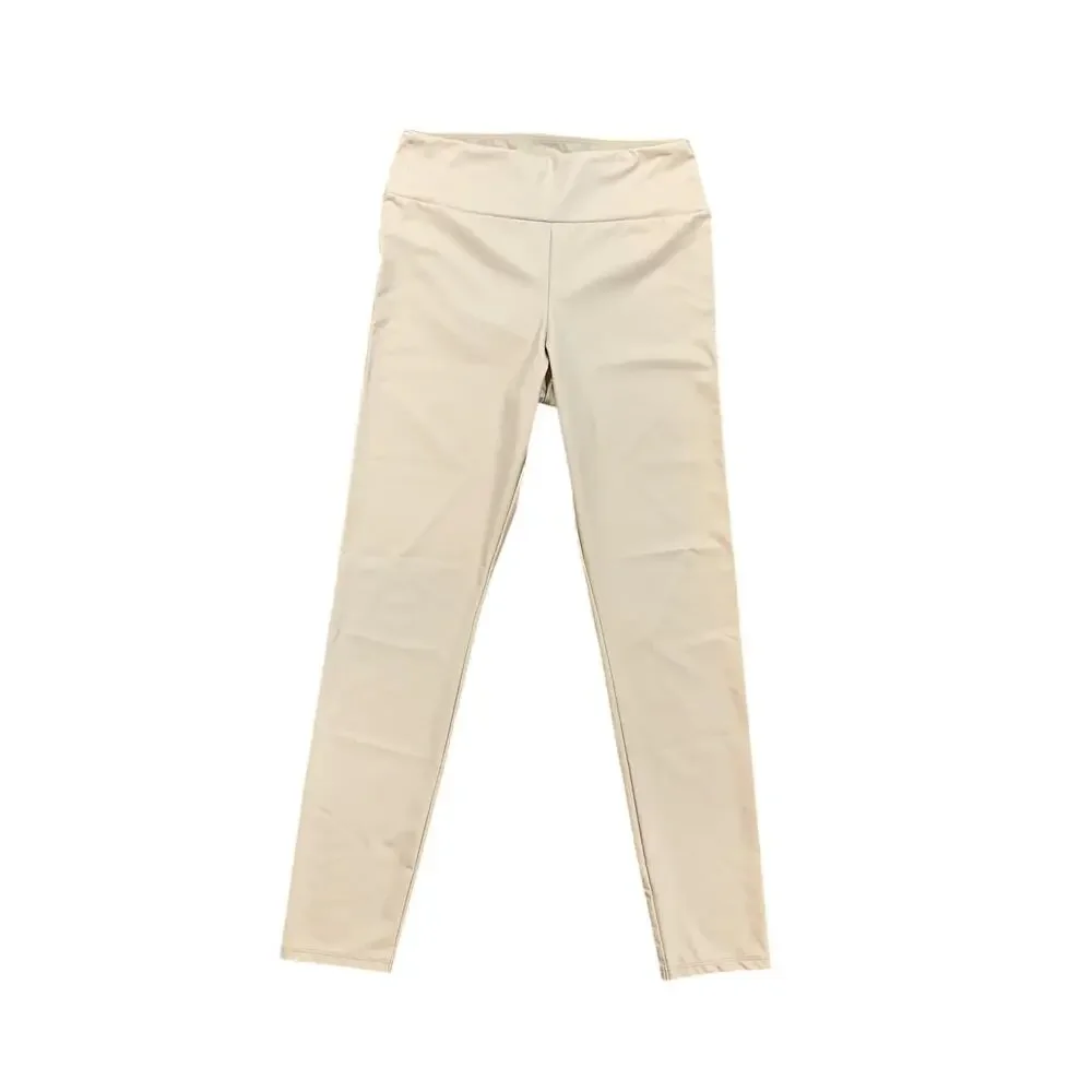 Calzedonia Leggings Womens S Small Cream Faux Leather High Waisted Crop Pull On